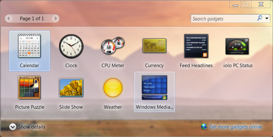 win7 add clock gadget widget 2