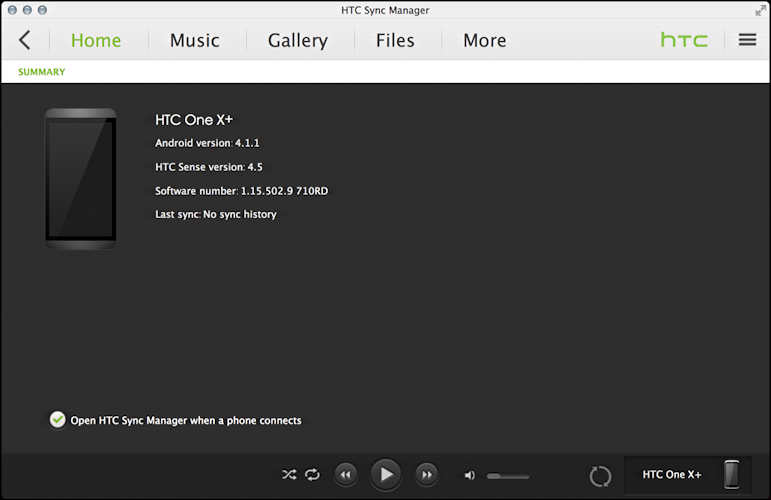 HTC One Sync Manager on a MacBook