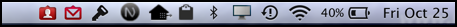 icons of utilities along top menu bar, Mac OS X 10.9 Maverick