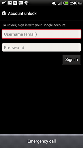 log in to your google gmail account validate htc one android security lock