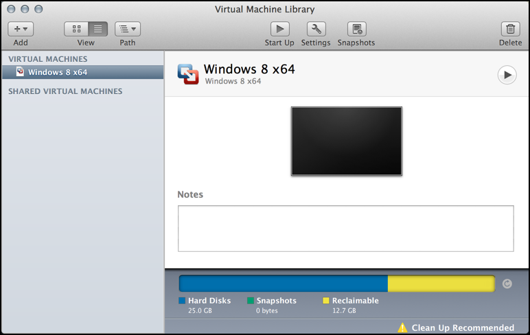 fusion virtual machine info