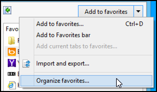 add to favorites - internet explorer 11