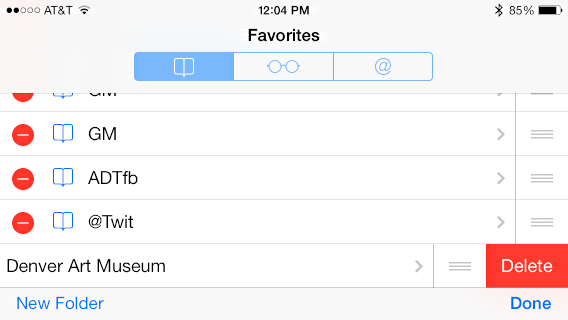 delete bookmark favorite safari iphone
