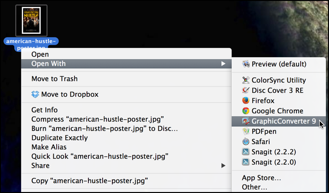 Mac OS X Finder - Open With menu