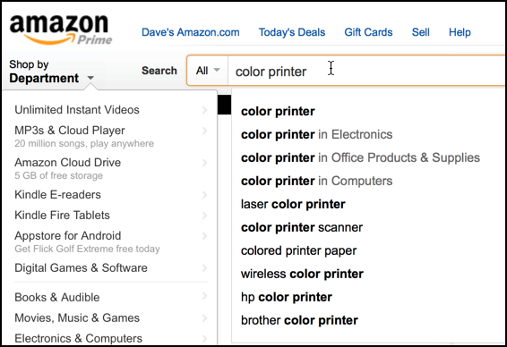 amazon search for color printer