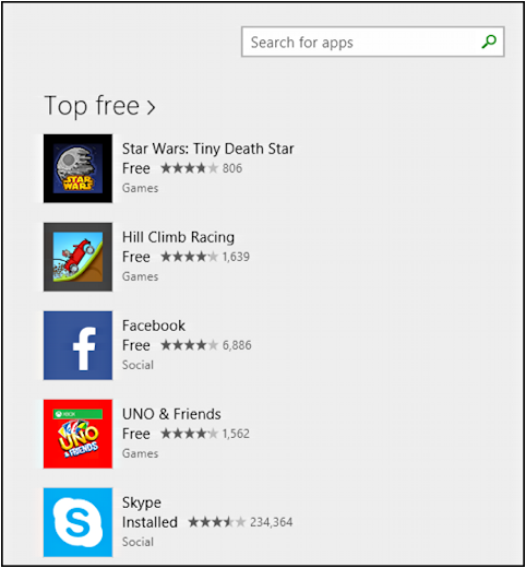 Top Free Apps in the Windows App Store