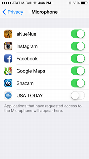 five apps allowed to access mic on iphone / ipad