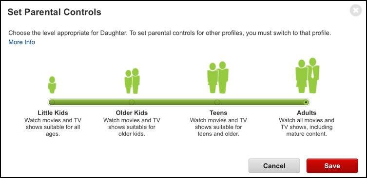 Netflix parental control settings
