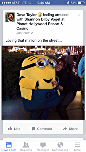 Shannon with minion photo posted, facebook