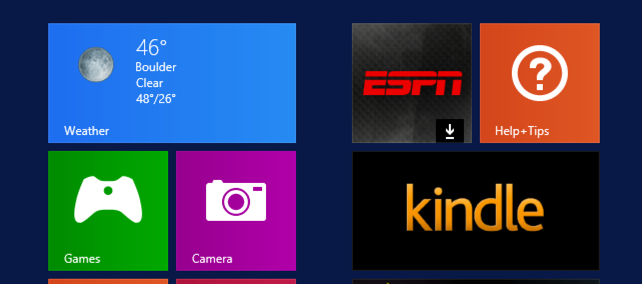 kindle app tile on windows 8 start screen