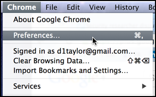 choose preferences from within Google Chrome