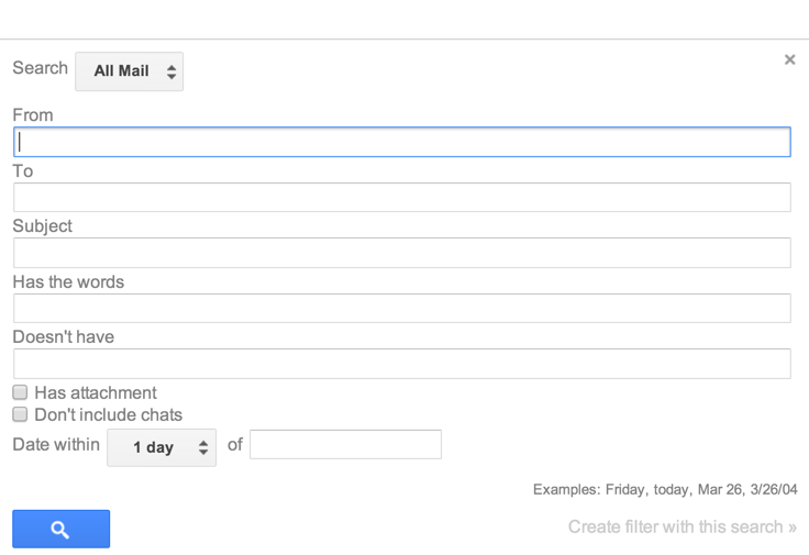 gmail advanced search wizard