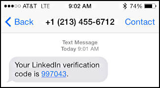 verification text message code received