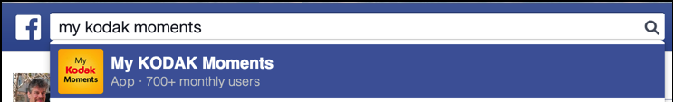 search the all-purpose facebook for my kodak moments app