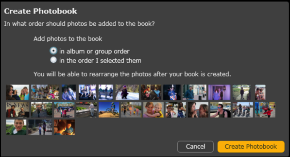 who orders the photos in the book?