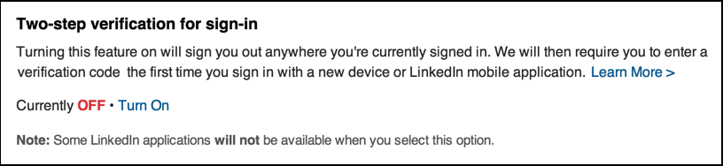 enable 2-step verification in linkedin account settings