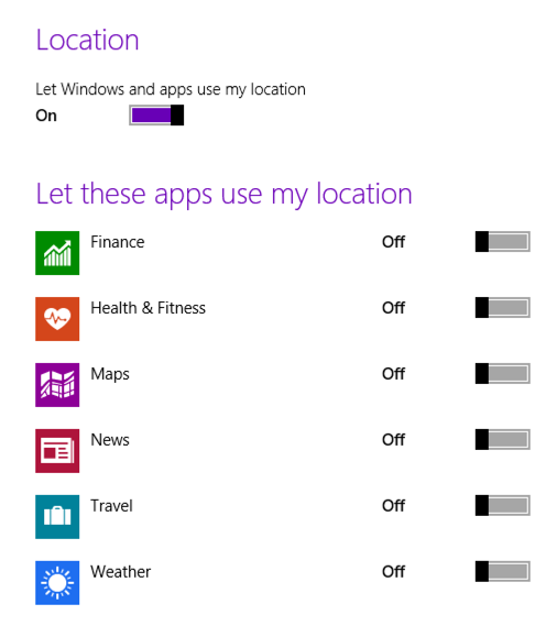 win8 privacy location apps program list