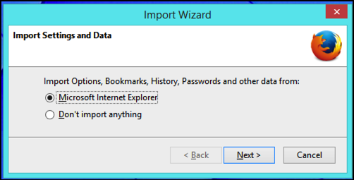 import IE settings?