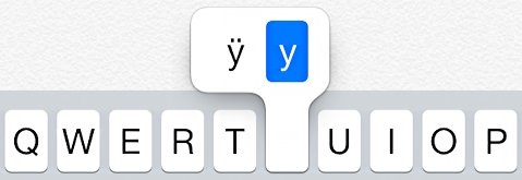 letter 'y' variants umlaut ios7