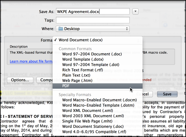 word save-as dialog box save file as pdf