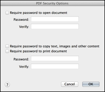 pdf security options mac os x mavericks