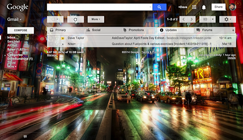 gmail custom theme - tokyo nighttime