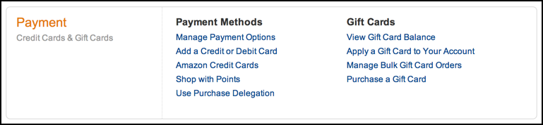 payment methods and information, amazon.com