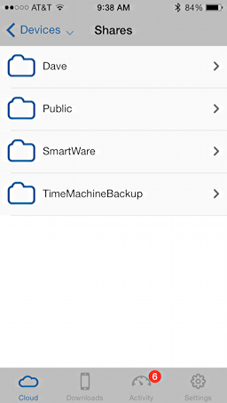 top level folders, western digital mycloud, iphone ios app