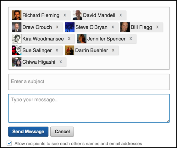 linkedin email message, recipients match search criterion