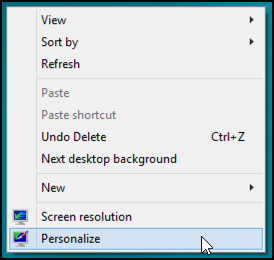 right click personalize win8 desktop