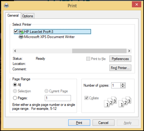 print options in internet explorer