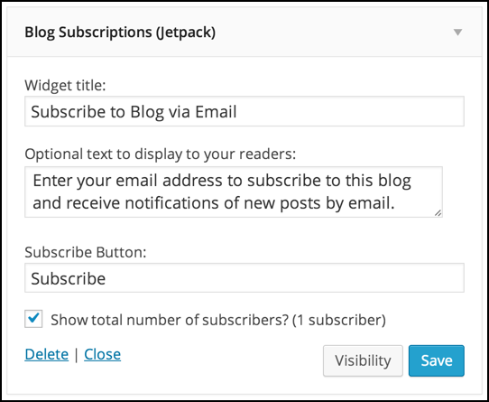 default email subscription wp settings