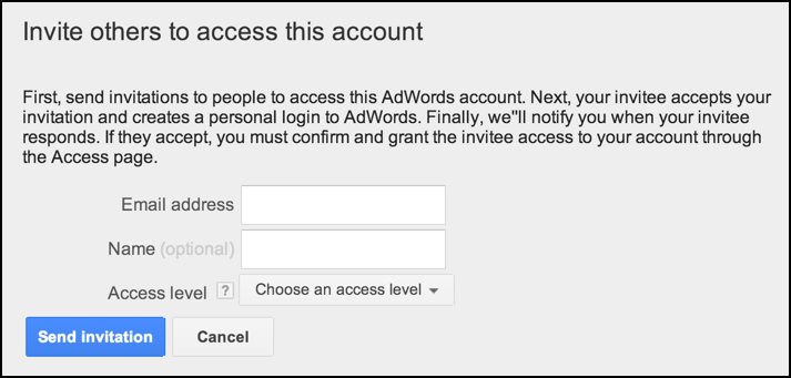 add a new user to an adwords account on google