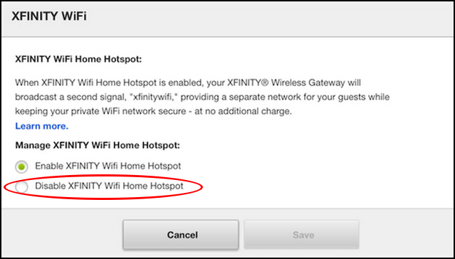 turn off disable opt-out comcast wifi hotspot