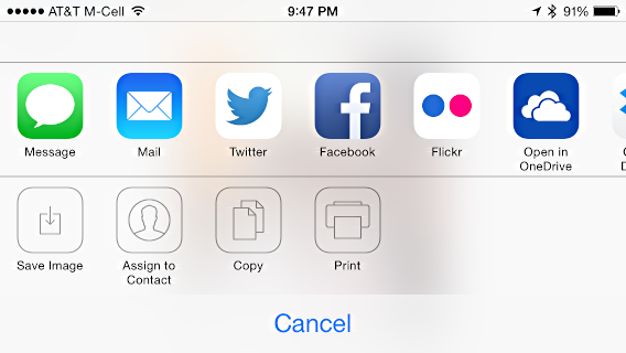 print button, etc, in photos app iphone 5s