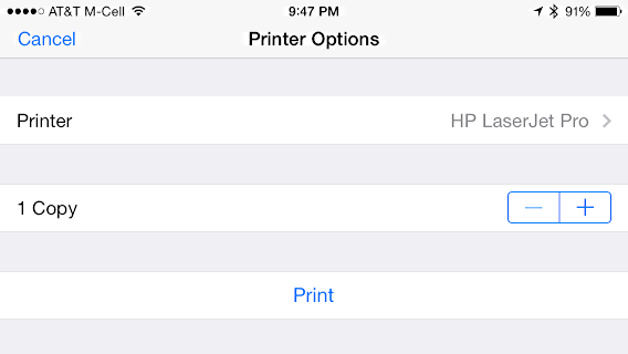 choose copies airprint iphone