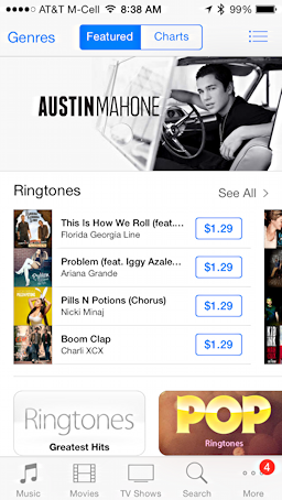 iTunes Music Store ringtones for sale download