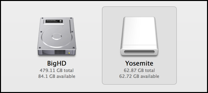 two drives to choose from with the osx yosemite 10.10 installer