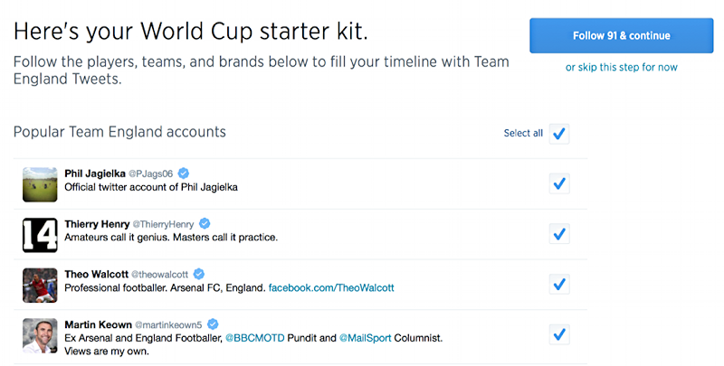 people to follow for your world cup team on twitter tweet