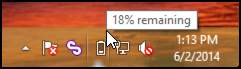 battery power indicator, taskbar, win8