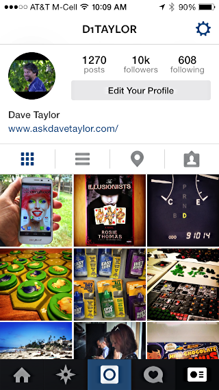 profile page in instagram