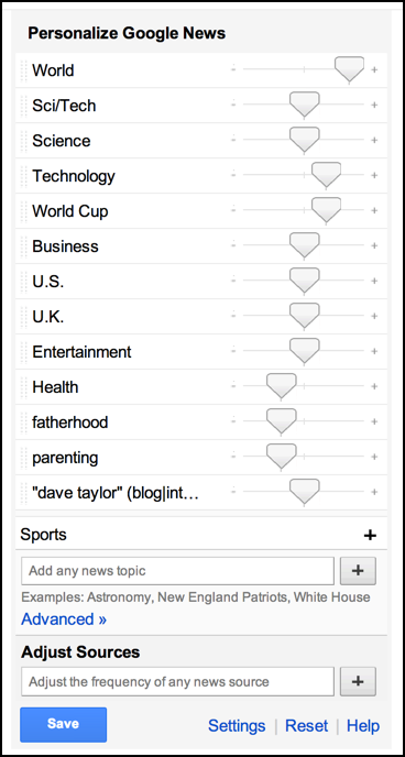 custom feed and article frequence