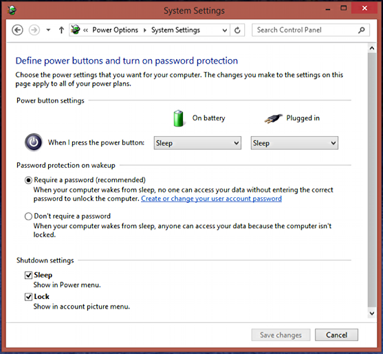 define power button functionality windows 8 8.1