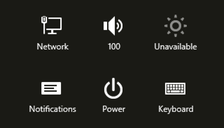 power and other settings, win8 charms bar