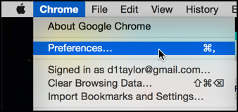 choose preferences from the Chrome menu mac