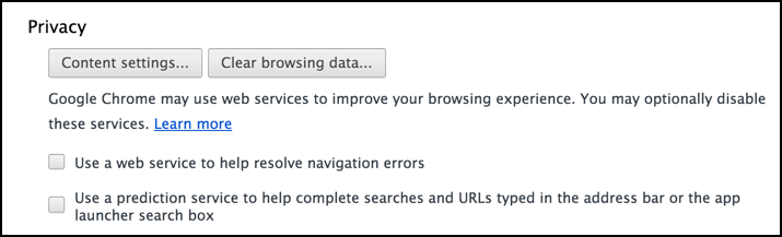 privacy settings in google chrome