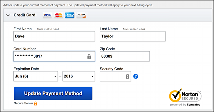 how can i change my credit card number on amazon