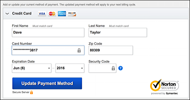 enter credit card payment visa mastercard change billing info netflix