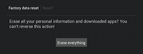 factory data reset format - are you sure?