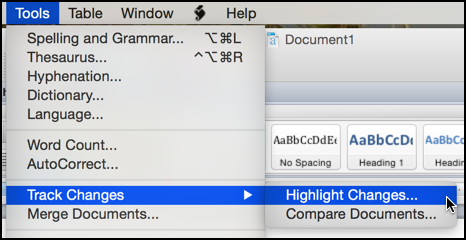 enable revision control review tracking microsoft word for mac